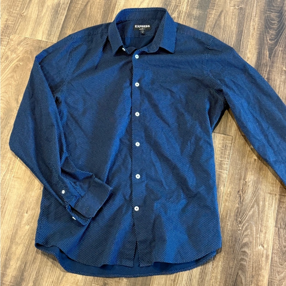 Men’s Navy Blue Polka Dot Shirt